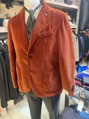 L.B.M. 1911 NWT Cotton Sport Coat Size IT50 burnt orange corduroy